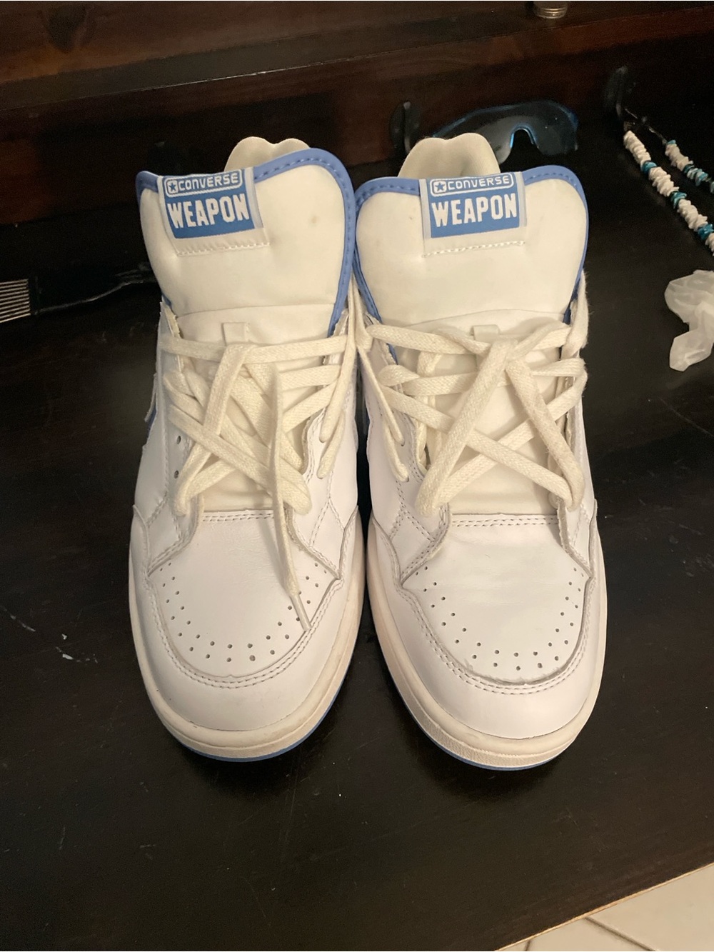 Converse Weapon Men’s White and Light Blue Athletic Sneakers